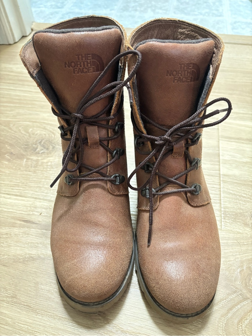 The North Face Brown Leather Lace-Up Combat Boots